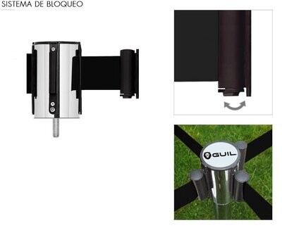 Cabezal con cinta retráctil negra de 3 m. INOX PST-CB/2
