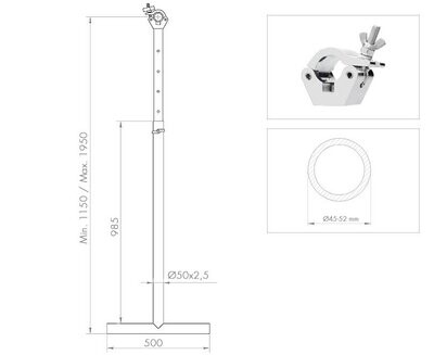 Brazo telescópico para su anclaje a truss (9 posiciones de 115 cm a 195 cm) Ref. TTL-02