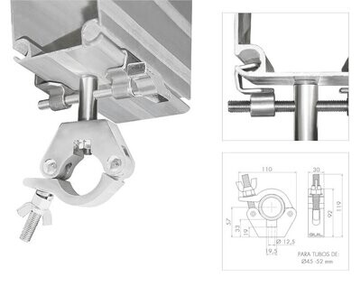 Garra para carpas con abrazadera para fijar trusses y tubos Ref. ABZ-56