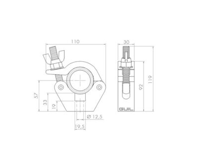 Abrazadera doble giratoria para tubos de Ø 45-52 mm. WLL: 500 kg Ref. ABZ-30/N