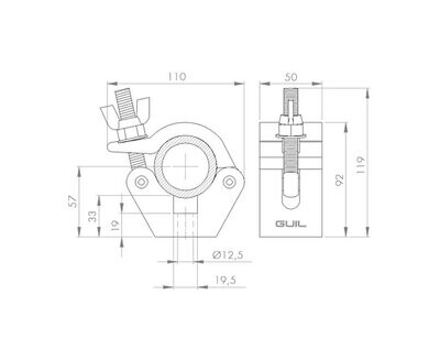 Abrazadera para tubos de Ø 45-52 mm. WLL: 750 kg Ref. ABZ-24