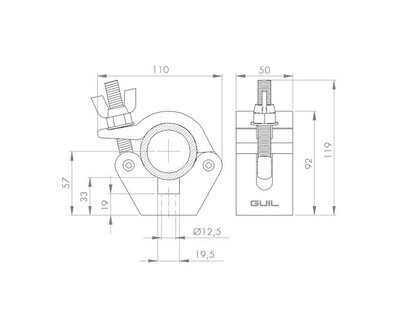 Abrazadera doble giratoria para tubos de Ø 45-52 mm. WLL: 750 kg Ref. ABZ-05