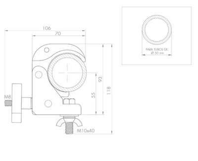 Abrazadera mini de anclaje rápido para tubos de Ø 48-51 mm. WLL: 100 Kg Ref. ABZ-51/N