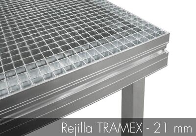 Tarima de aluminio y rejilla en acero galvanizado (Tramex) de 21 mm de espesor Ref. TM440-T