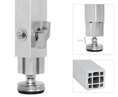 Pata telescópica de 50 x 50 mm con nivelador para tarimas TM440, TM440XL y TM300 Ref. PTA5-D Pata telescópica de 50 x 50 mm con nivelador para tarimas TM440, TM440XL y TM300 Ref. PTA5-D