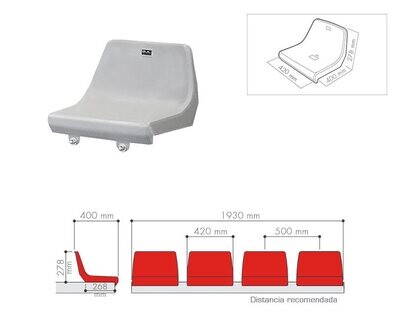 Asiento para gradas y tribunas Para su fijación a las tarimas GUIL Ref. A-1/G