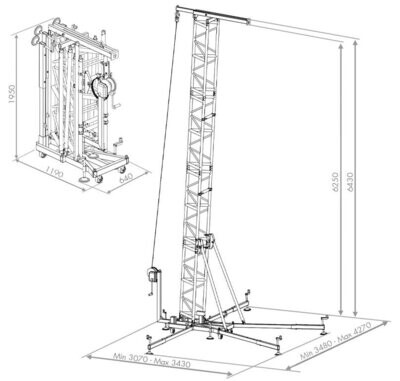 Torre para la elevación de equipos Line Array. Diseño Compacto Ref. TMD-545/N