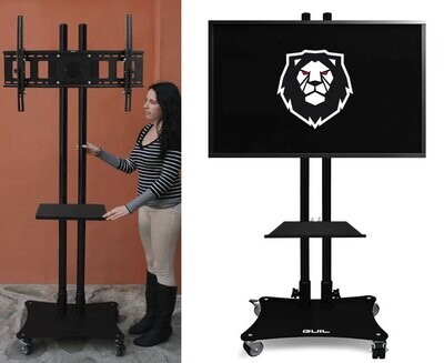 Soporte móvil para pantallas de hasta 65″. Bandeja incluida Ref. PTR-08/N