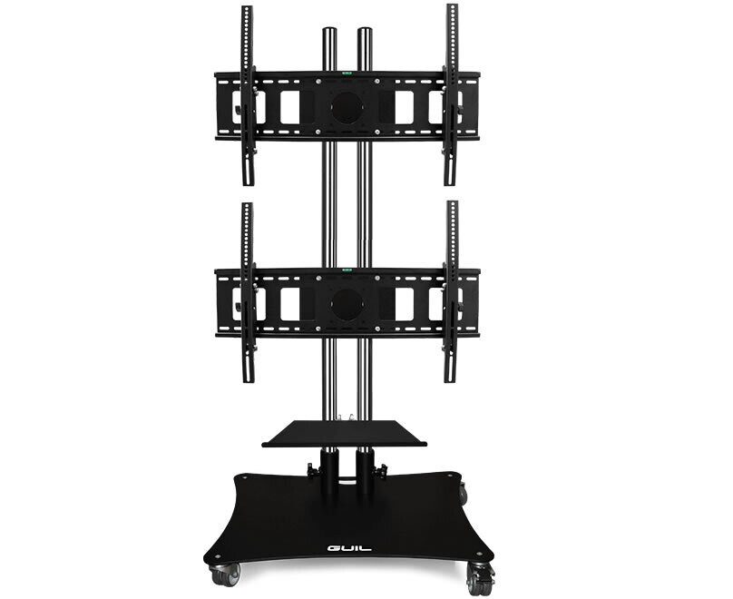 Soporte móvil para 2 pantallas de hasta 65″. Bandeja incluida Ref. PTR-08/2C