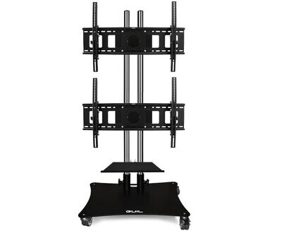 Soporte móvil para 2 pantallas de hasta 65″. Bandeja incluida Ref. PTR-08/2C