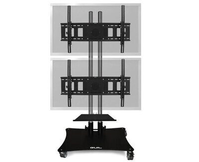 Soporte móvil para 2 pantallas de hasta 65″. Bandeja incluida Ref. PTR-08/2C