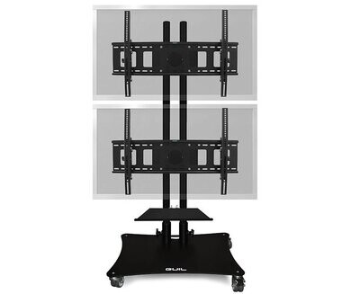 Soporte móvil para 2 pantallas de hasta 65″. Ref. PTR-08/2C/N