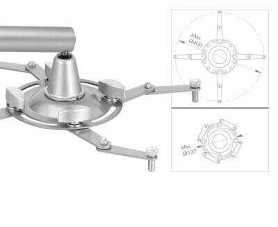 Soporte para video proyector. Fijación a techo y pared
Kit de montaje incluido Ref. PTR-14