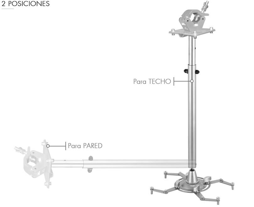 Soporte telescópico de video proyector para truss con abrazadera. Kit de montaje incluido Ref. PTR-15/G