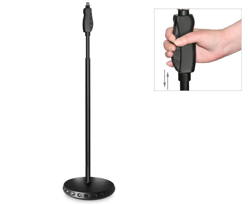 Pie de micro con base redonda metálica. Alta Resistencia
Bloqueo mediante gatillo (una sola mano) Ref. PM-40 Pie de micro con base redonda metálica. Alta Resistencia
Bloqueo mediante gatillo (una sola mano) Ref. PM-40