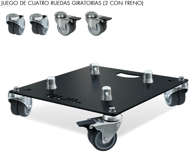Juego de cuatro ruedas giratorias (2 con freno) para base de truss Ref. SRD-01
