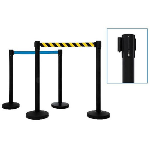 Poste separador en negro con cinta azul de 2 Metros.