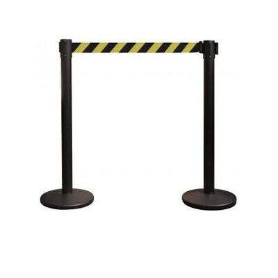 Poste separador negro con cinta Negra/Amarilla de 2 Metros. 006674