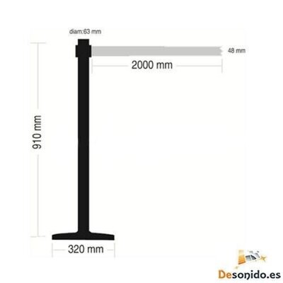 Poste separador en negro con cinta azul de 2 Metros.