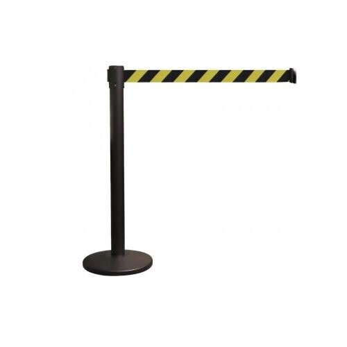Poste separador negro con cinta Negra/Amarilla de 2 Metros. 006674