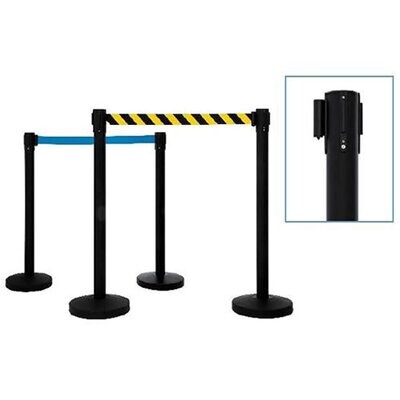 Poste separador en negro con cinta azul de 3 Metros.