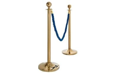 Poste dorado con bola para cordón con tubo liso y base entallada. 007176