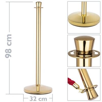 Poste dorado con cabezal cónico para cordón con tubo liso y base entallada. 006926