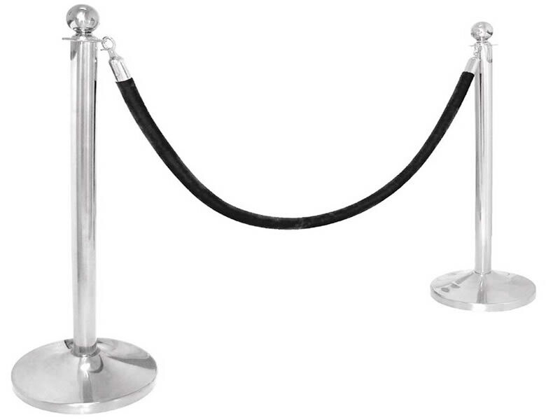Poste cromado para cordón con acabado en bola, (Cordón no incluido). 007213