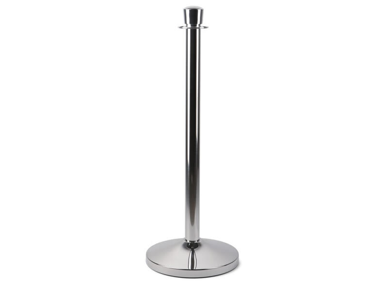 Poste cromado para cordón con acabado en cónico. (Cordón no incluido). 006933