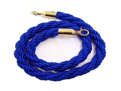 Cordón trenzado Azul 1,5 m (Ø 30 mm) con mosquetones dorados. 004915