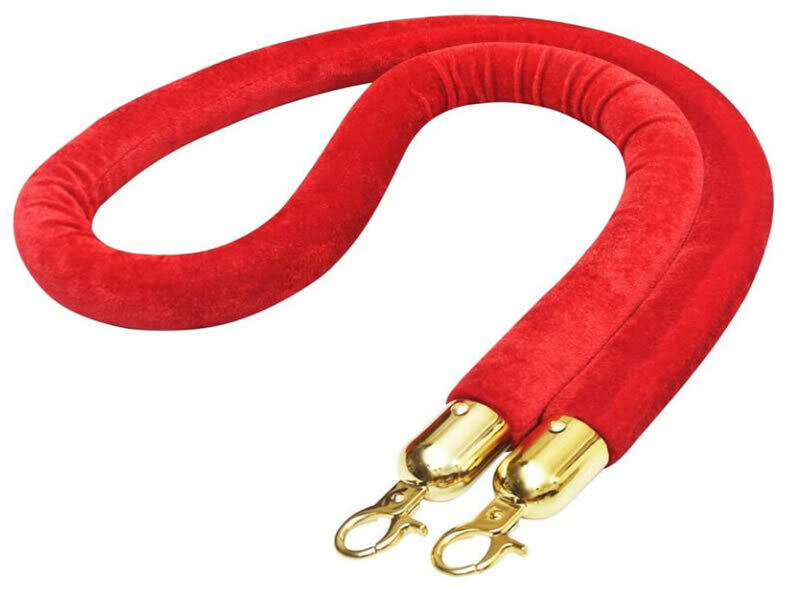 Cordón liso Rojo 1,5 m (Ø 30 mm) con mosquetones dorados. 003274