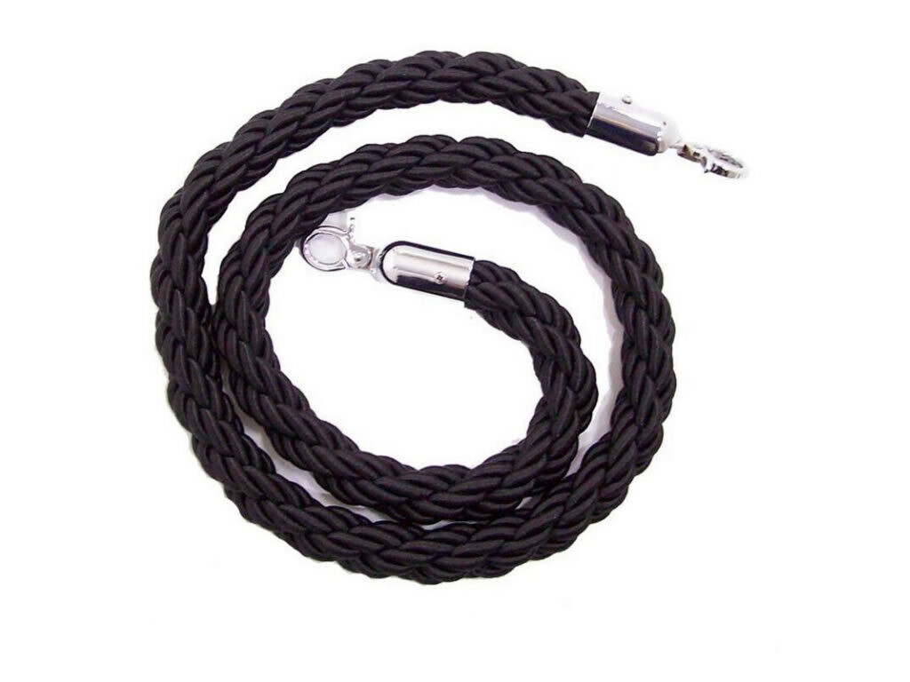 Cordón trenzado Negro 2,5 m (Ø 30 mm) con mosquetones cromados. 007237