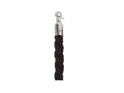 Cordón trenzado Negro 2,5 m (Ø 30 mm) con mosquetones cromados. 007237