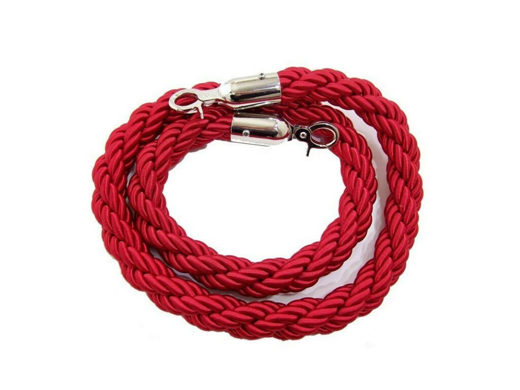Cordón trenzado Rojo 1,5 m (Ø 30 mm) con mosquetones cromados. 004922