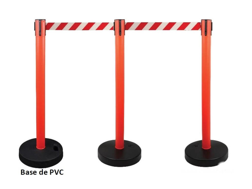 Poste Naranja + Base de PVC con cinta Roja/Blanca de 2 m - 007473