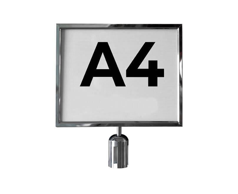 Porta carteles A4 a 2 caras inoxidable Horizontal 006919