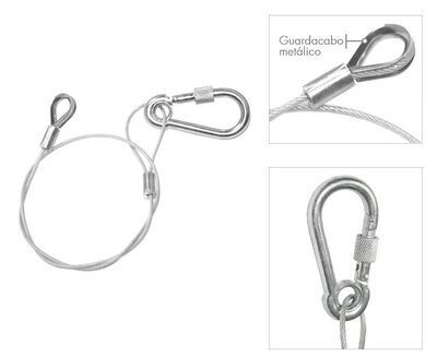 Eslinga de seguridad de acero inoxidable: 3 mm x 1000 mm. WLL: 60 Kg Ref. ESL-18