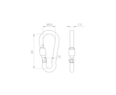 Mosquetón de Seguridad. WLL: 150 Kg 80 mm – Ø 8 mm Ref. CS-02