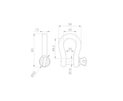 Grillete de alta resistencia. WLL: 2000 Kg Acero galvanizado Ref. CS-06