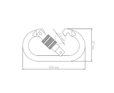 Mosquetón de seguridad de alta resistencia. WLL: 2000 Kg 109 mm – Apertura: Ø 18 mm Ref. CS-14