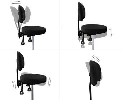 Silla giratoria para director de orquesta o percusionista. Totalmente regulable. Asiento redondo. Ref. SL-60
