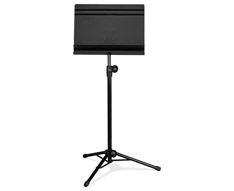 Atril de orquesta de gran calidad para uso profesional. Provisto de bandeja de doble repisa. Ref. AT-12