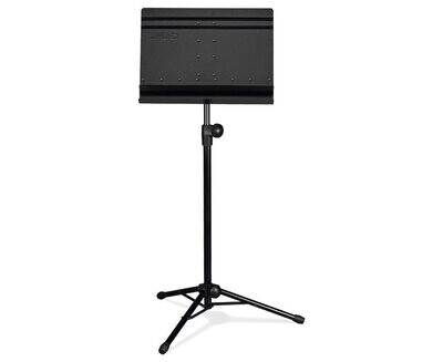 Atril de orquesta de gran calidad para uso profesional. Provisto de bandeja de doble repisa. Ref. AT-12