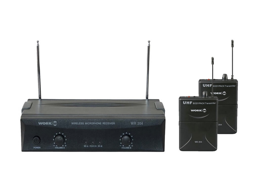 Sistema inalámbrico VHHF con 2 micrófonos de solapa. WR 204/2
