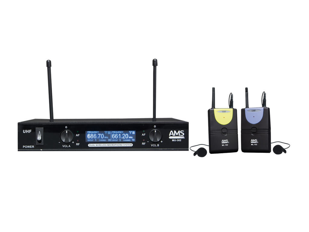 Sistema inalámbrico UHF de 2 canales. MU 302 + ML 102