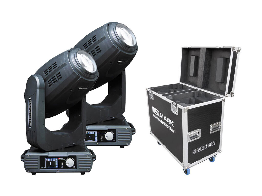 Pack compuesto por 2 cabezas móviles 2 x BEAM WS 440 CMY + RACK