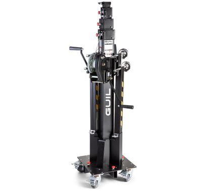 Torre de Elevación de carga superior. Cabrestante con 2 manivelas. Base con ruedas con freno Altura Máx. 5,22 m / Carga Máx. 300 kg Ref. ELC-785