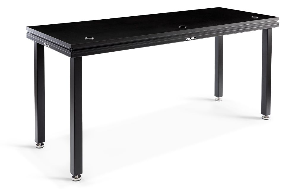 MDJ-2/N Mesa para DJ / Mesa de ingeniero de sonido de aluminio de 200 x 65 cm. Color negro Incorporan 3 accesos para el paso de cables. Patas no incluidas.