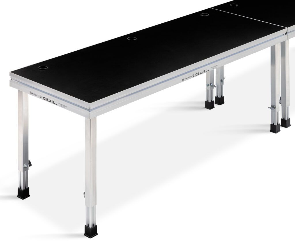 MDJ-6/F-100 Mesa para DJ / Mesa de control de aluminio de 400 x 160 cm (8 patas PTA5-F-100 incluidas)