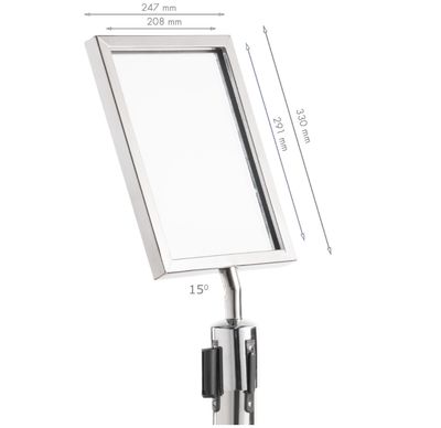 Porta documentos Din A4 inclinado para catenarias Fácil montaje. INOX  Ref. PST-A4V/3